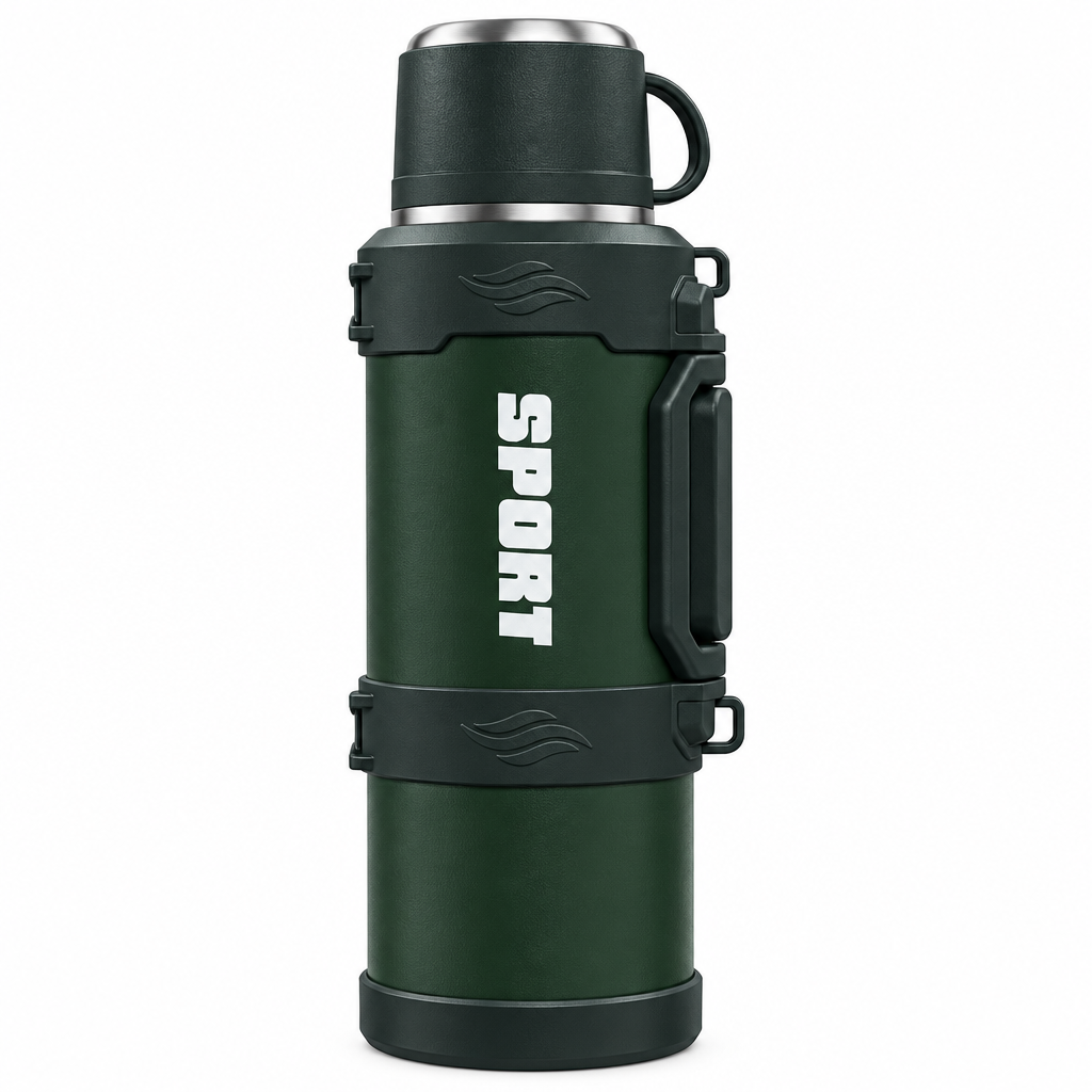 Stainless Steel Vacuum Flask with Carry Handle Dark Green – 4 Litres