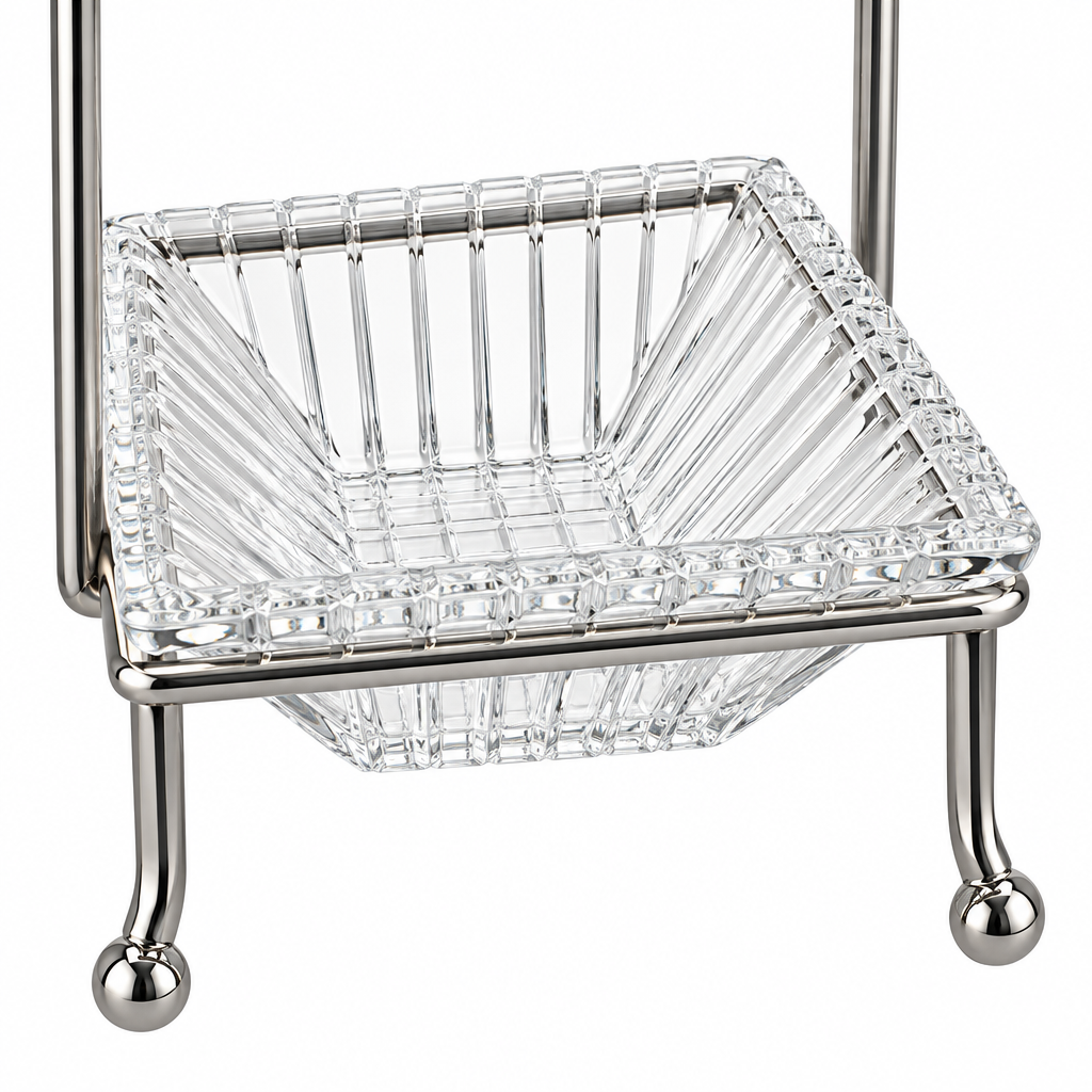 2-Tier Glass Candy Bowl with Silver-Tone Metal Stand - 12×33cm