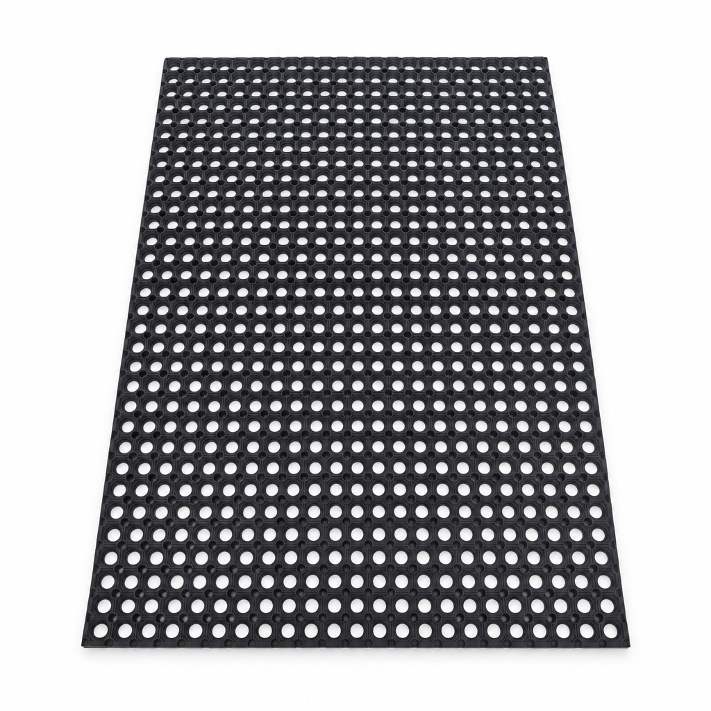 Black Rubber Mat with Open-Hole Design, 100 × 150 cm