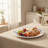 Henlee White & Blue Melamine Flat Plate - 10 Inch