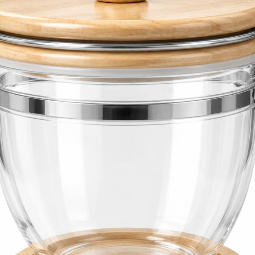 Acrylic and Wooden Canister with Clip Lid - 500ml
