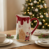 Ceramic Christmas Jug with Santa and Gingerbread House Design - 1 Litre
