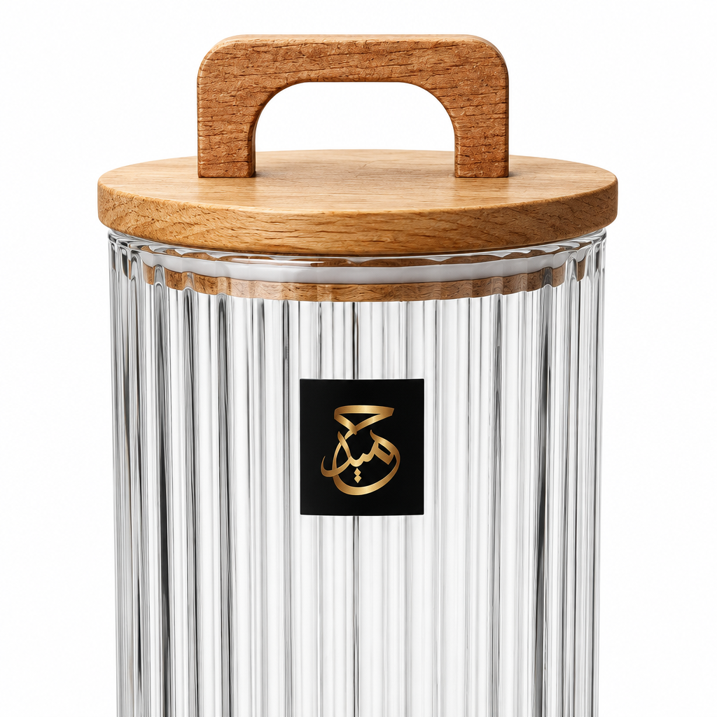 Hamid Glass Canister with Wooden Lid - 1300ml