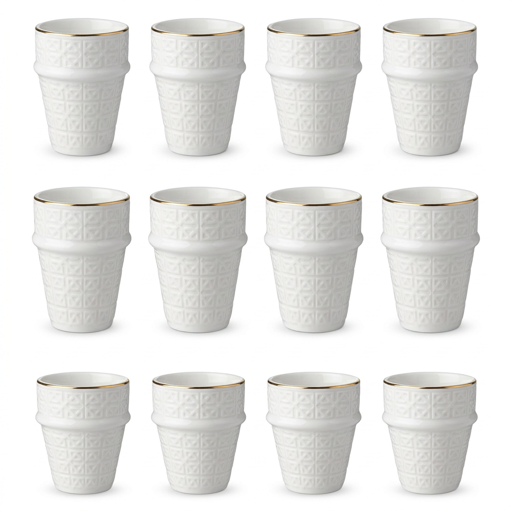 Dallah Addar 12-Piece Ceramic Cawa Cup Set White - 100ml