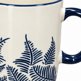 Ceramic Mug Navy Blue Fern Design - 350ml