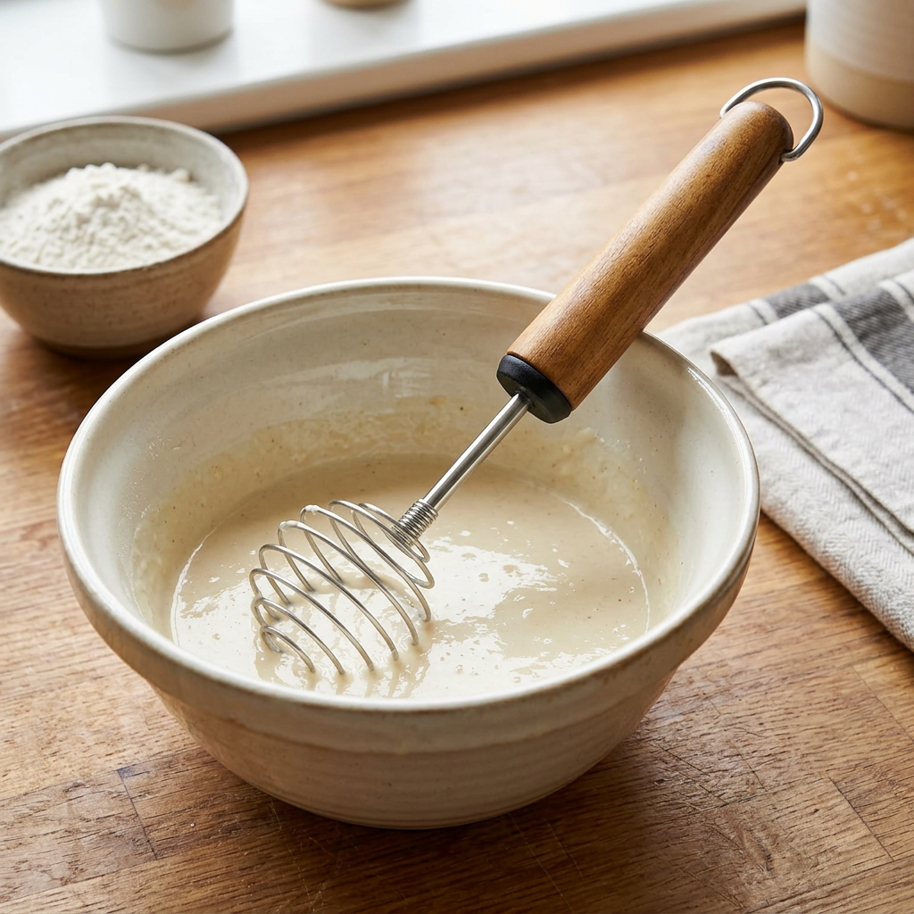 Shengya Wooden Handle & Metal Spiral Egg Whisk - 22cm