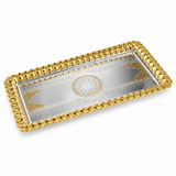 Germax Stainless Steel Rectangular Serving Tray Silver & Gold - 38×18cm