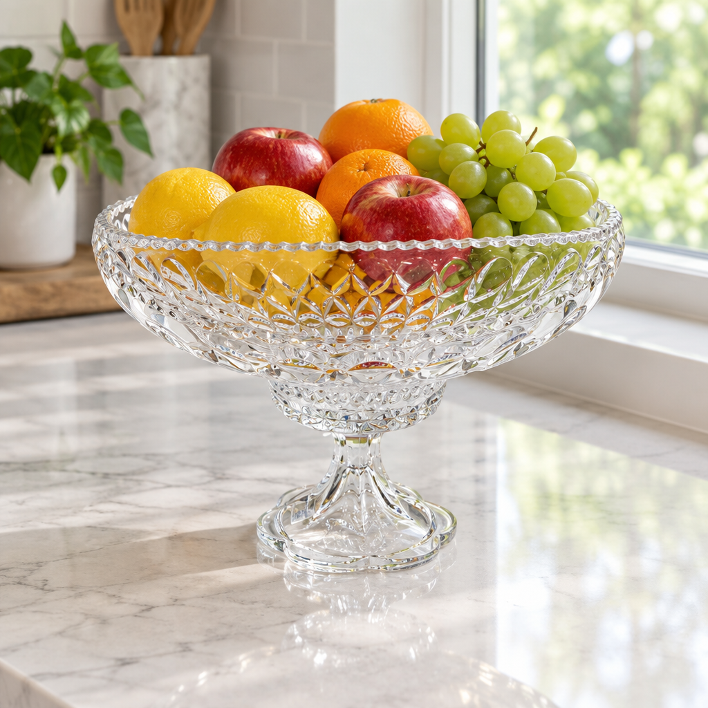 Glass Footed Fruit Bowl – 20x30cm