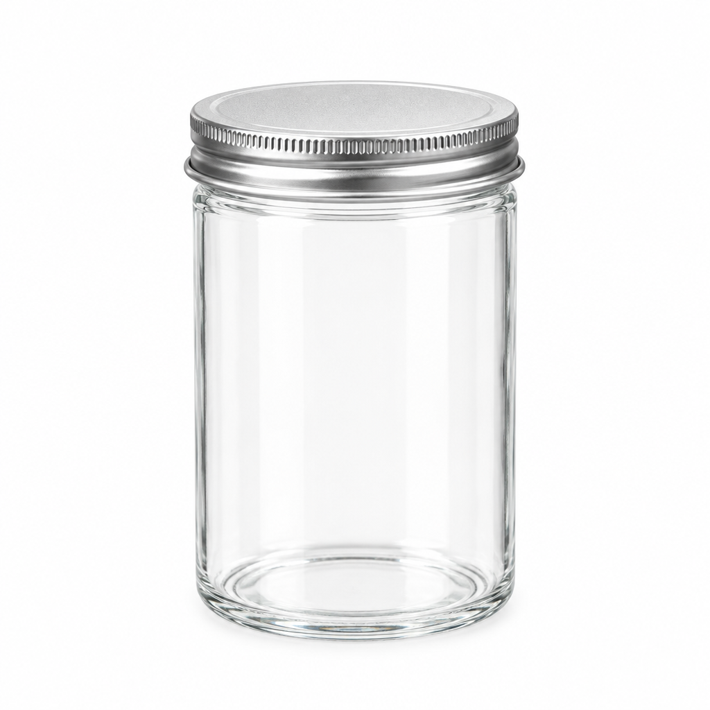 Beyti Clear Glass Jar with Silver Lid – 500ml