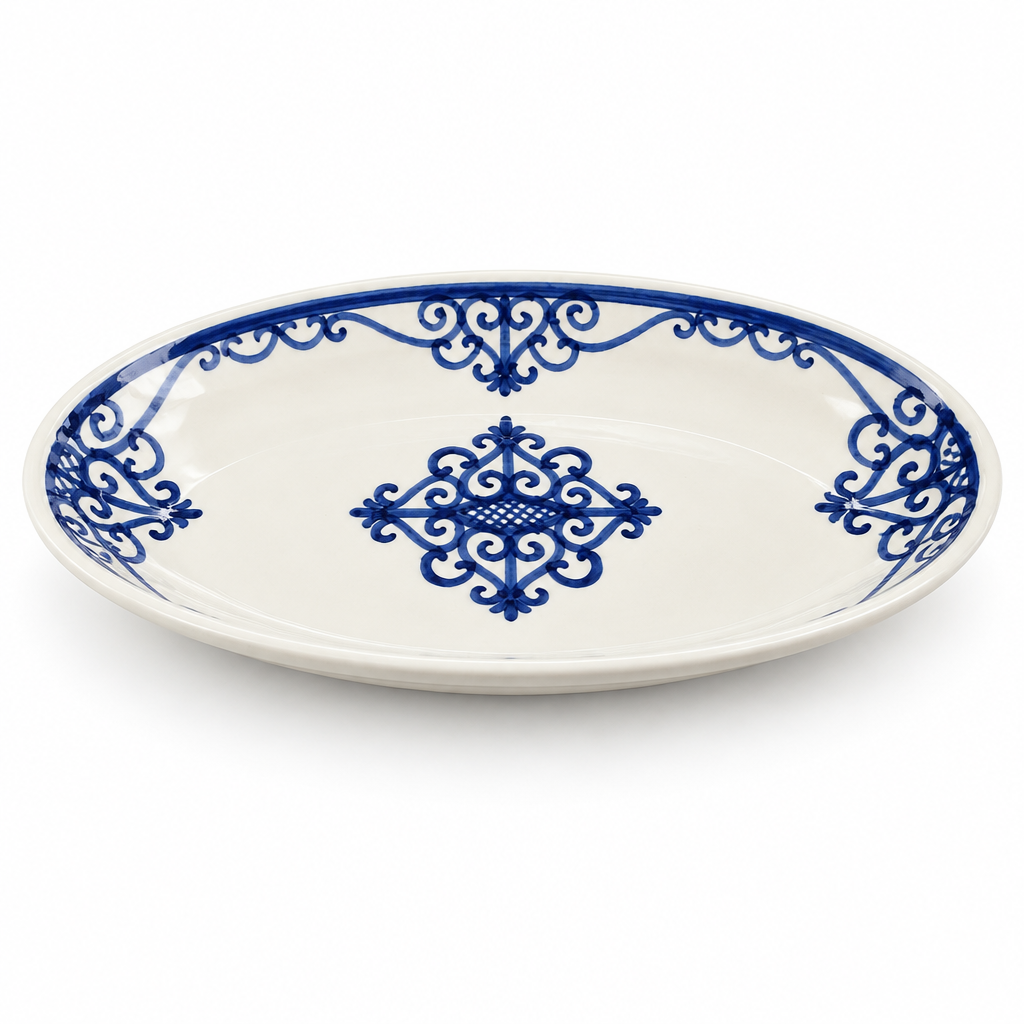 Slama Ceramic Oval Plate Off-White - 25×12cm