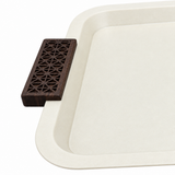 Metal Rectangle Tray with Wooden Handles Cream - 40×30cm