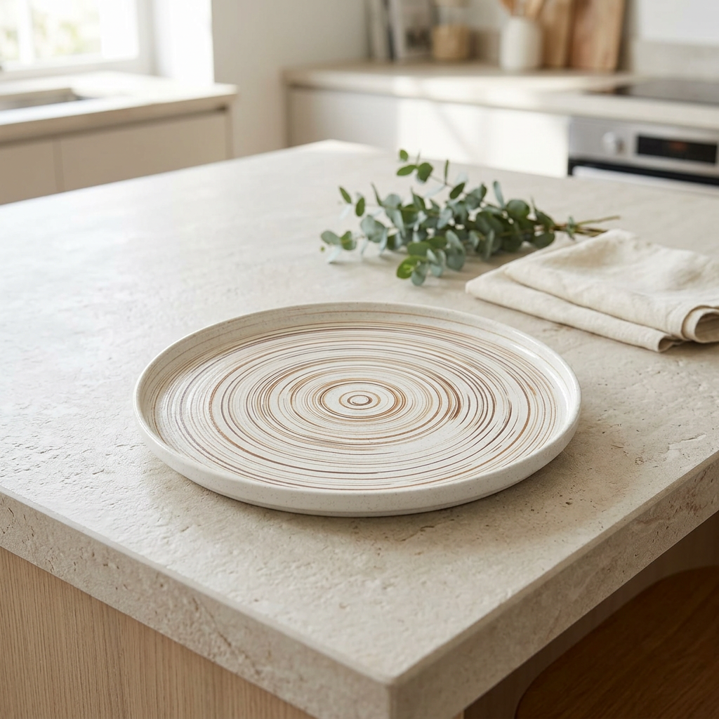 Ceramic Plate Cream Cream and Beige - 31cm