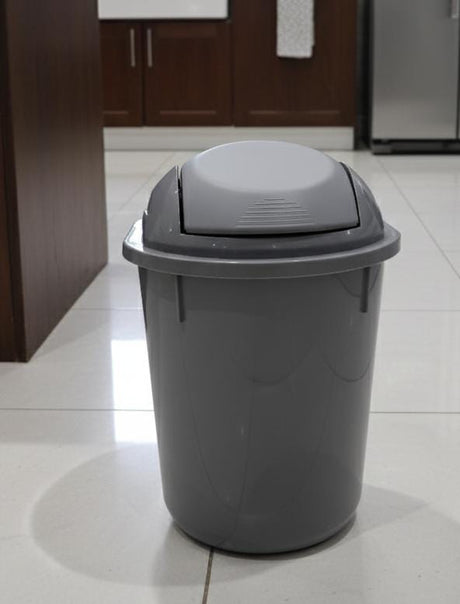 UFO 22 Litre Swing Dustbin – Durable Plastic Waste Bin 32.5x46.5 cm, Gray Color, for Home & Office Use