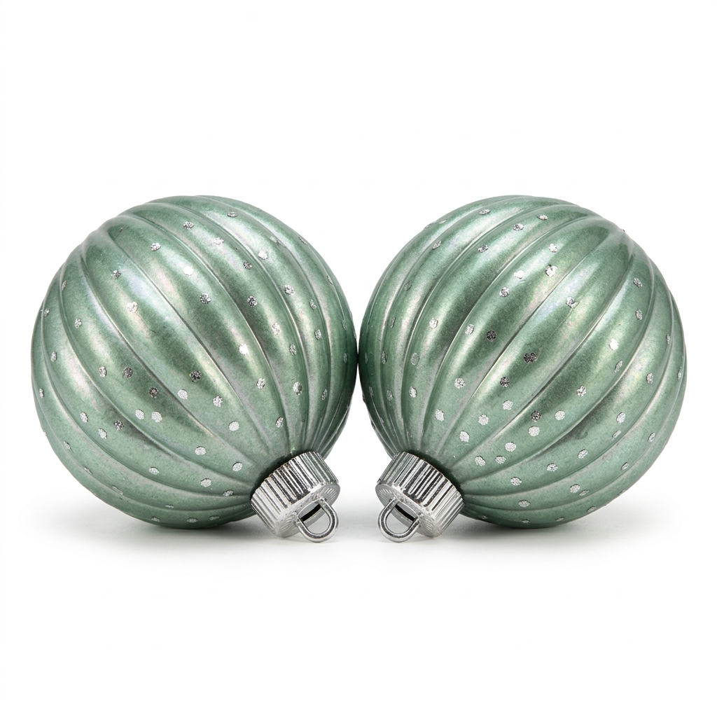 Plastic Christmas Hanging Balls 2 Piece Sage Green - 10cm