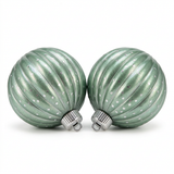Plastic Christmas Hanging Balls 2 Piece Sage Green - 10cm