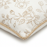 Rectangular Floral Cushion Ivory & Beige - 28×50cm