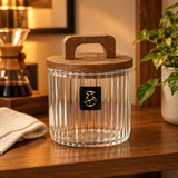 Hamid Glass Canister with Wooden Lid - 450ml