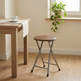 Wooden & Metal Folding Stool Brown & Silver – 30×45cm