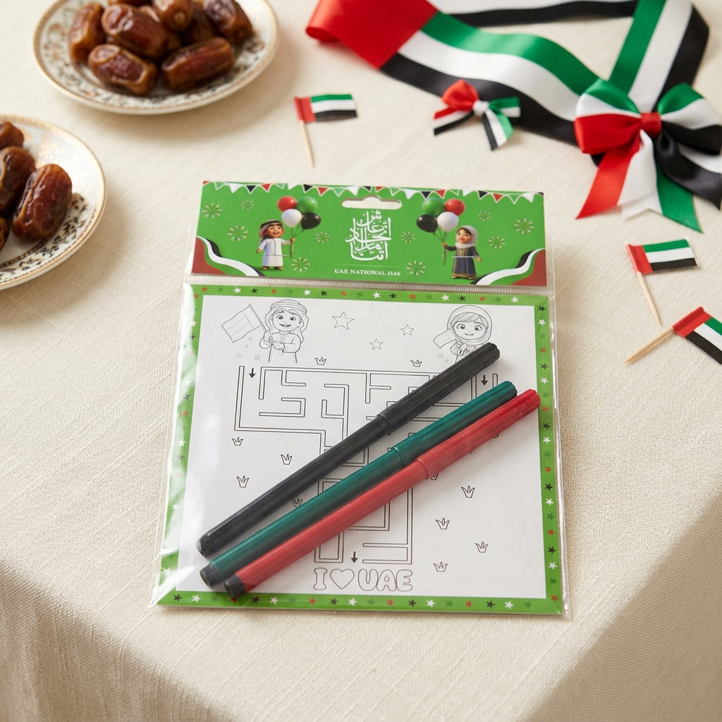 UAE National Day Colouring Book with 3 Sketch Pens - 15cm