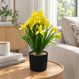 Zeem Artificial Flower Plant in Black Plastic Pot - 28cm