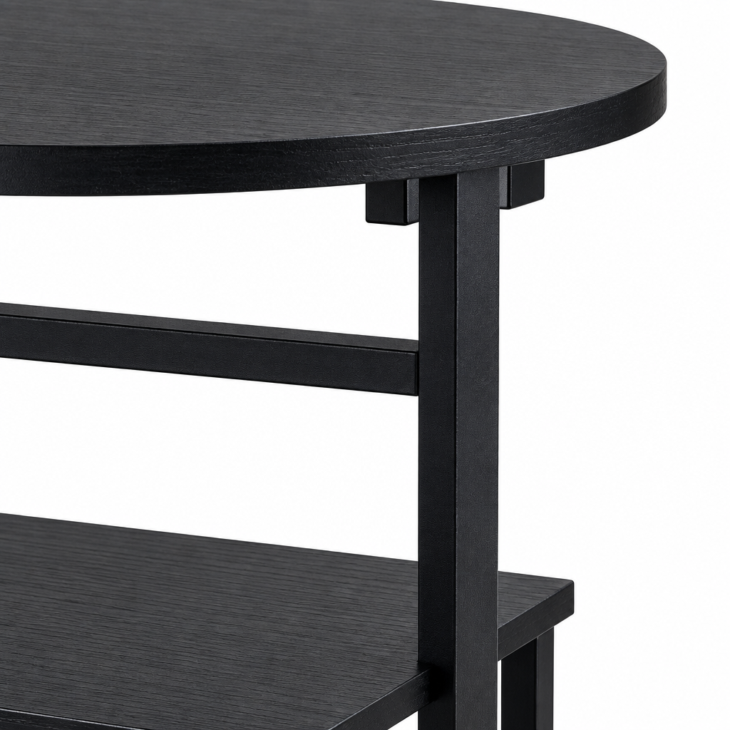 Wooden and Metal 2-Tier Side Table - 55×40cm