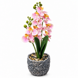 Artificial Orchid Flower Plant with Ceramic Pot Light Pink – 40cm