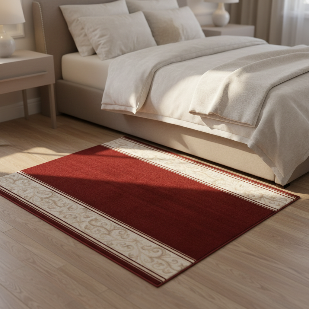Lima Anti-Slip Carpet Red & Cream