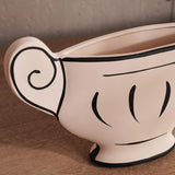 AKDC Classic Urn Style Clay Flower Vase 28cm*5cm*16.5cm, Beige and Black