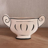 AKDC Classic Urn Style Clay Flower Vase 28cm*5cm*16.5cm, Beige and Black