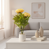 Artificial Flower Plant Yellow with White Plastic Pot - 40cm