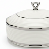 Ceramic Bowl with Lid White and Silver - 8 Inch