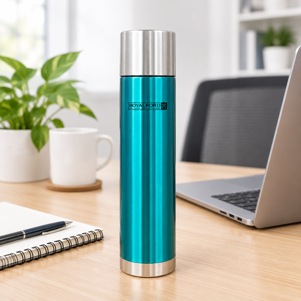 Royalford Stainless Steel Vacuum Bottle Teal Blue - 1 Litre