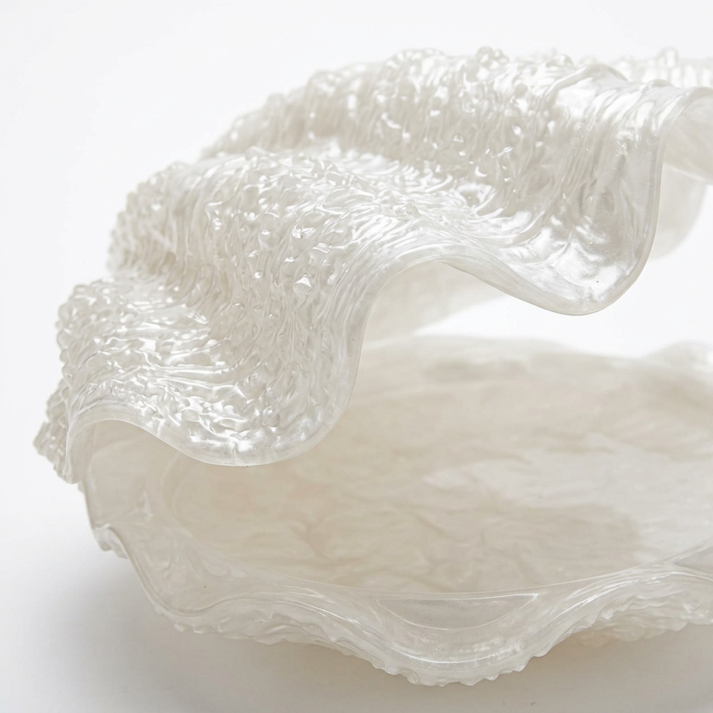 Resin Shell-Shaped Decorative Tray Pearl White – 33×25cm