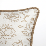 Square Rose Floral Cushion  Ivory & Beige  – 43×43cm