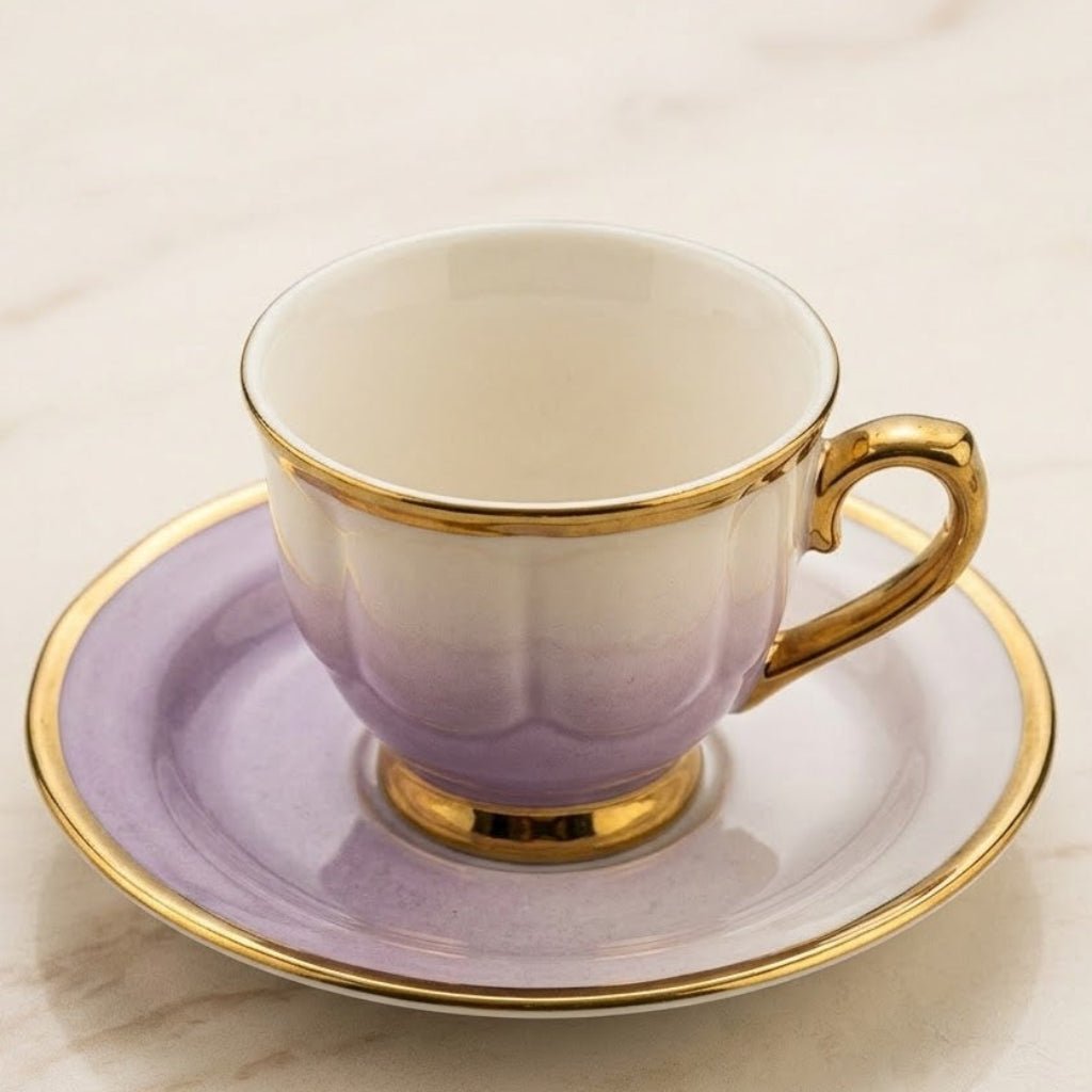 12-Piece Ceramic Cup & Saucer Set | 6 Cups + 6 Saucers | Assorted Ombre Colors | Gold-Trim Handles - Al Kabayel Discount Centre12-Piece Ceramic Cup & Saucer Set | 6 Cups + 6 Saucers | Assorted Ombre Colors | Gold-Trim HandlesTea SetsAKDCAl Kabayel Discount Centre