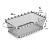 Yuniverse Rectangular Mesh Fries Basket – Silver, 21 × 12 × 6 cm