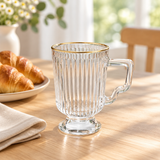 Ribbed Glass Mug with Pedestal Base – 250ml