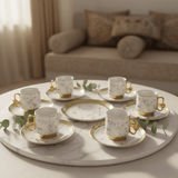 12PCS Ceramic Cup & Saucer Set – 6 Cups & 6 Saucers | Gold & Mint Green Floral Design - Al Kabayel Discount Centre12PCS Ceramic Cup & Saucer Set – 6 Cups & 6 Saucers | Gold & Mint Green Floral DesignTea SetsAKDCAl Kabayel Discount Centre