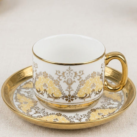 12PCS Luxury Ceramic Cup & Saucer Set – 6 Cups & 6 Saucers | Gold Floral Design - Al Kabayel Discount Centre12PCS Luxury Ceramic Cup & Saucer Set – 6 Cups & 6 Saucers | Gold Floral DesignTea SetsAKDCAl Kabayel Discount Centre