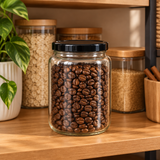 House Mart Glass Jar with Black Lid - 630ml