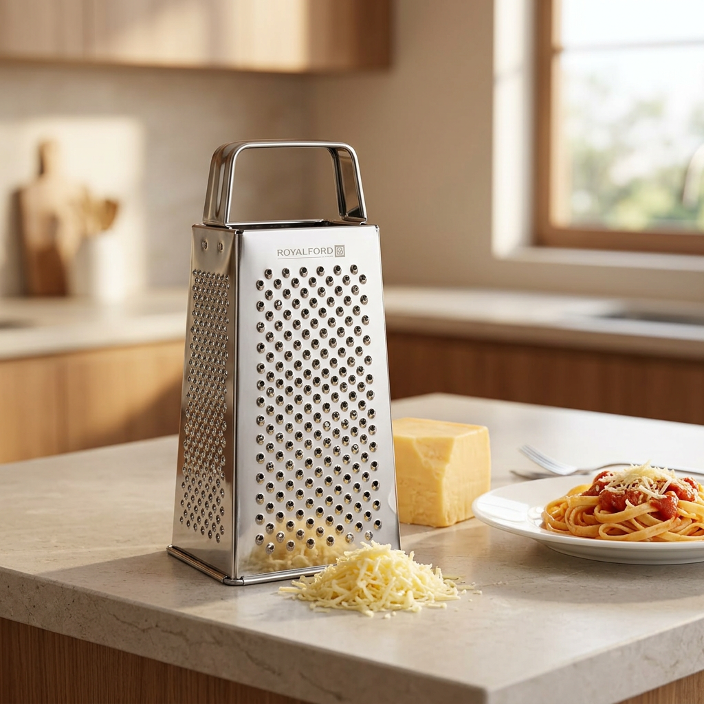 Royalford Stainless Steel 4-Way Box Grater Silver - 20cm