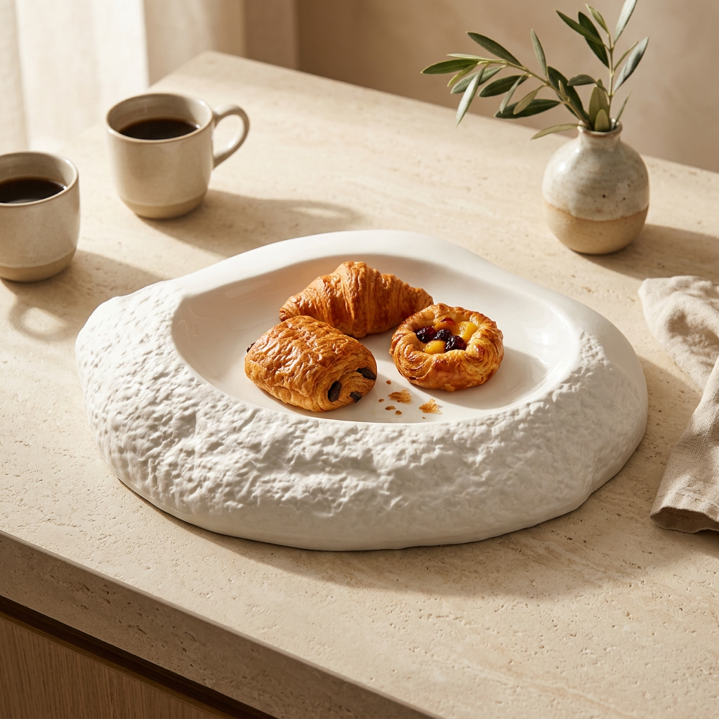 Textured Ceramic Serving Dish White - 32cm