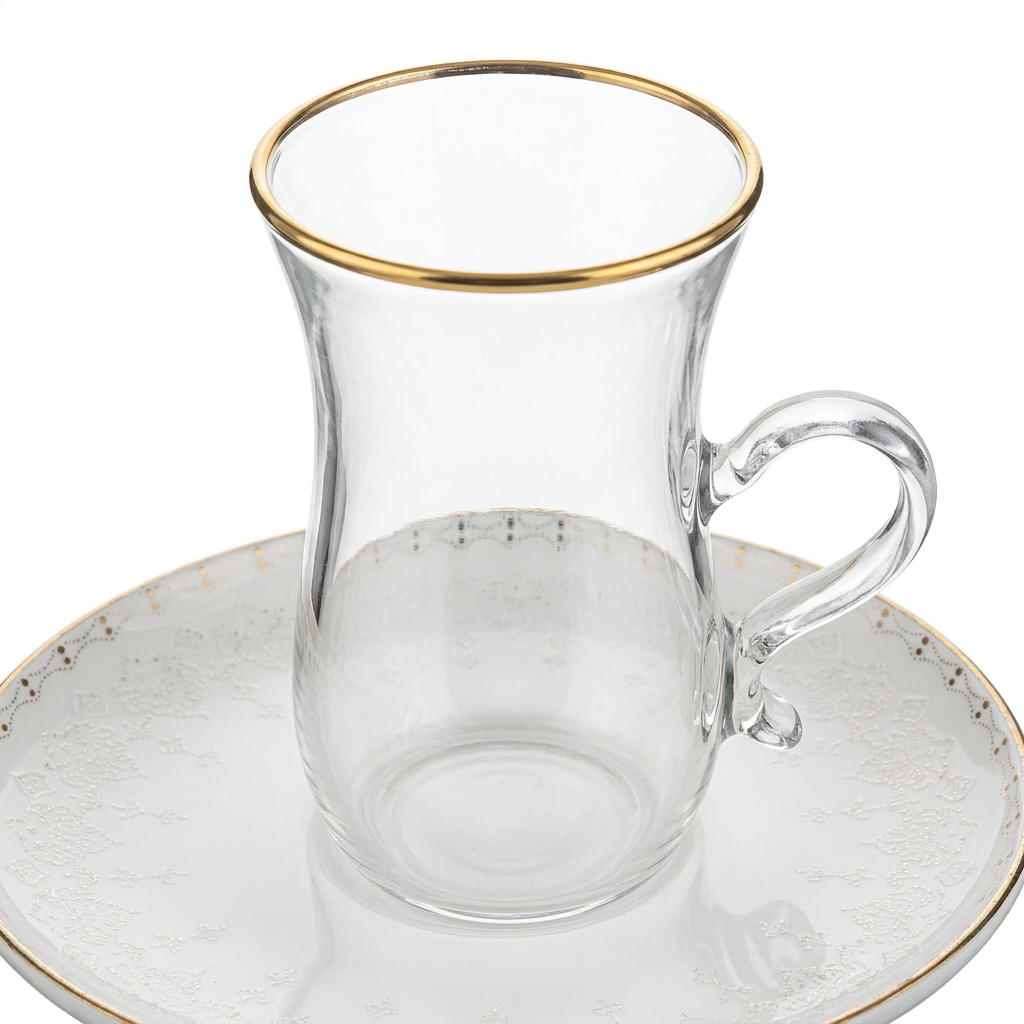 ABL Glass & Ceramic Cup and Saucer 12 Piece Set - 120ml