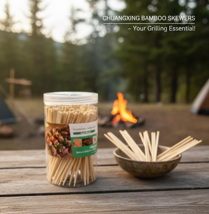 AKDC 100pcs Bamboo Skewers – Eco-Friendly Biodegradable BBQ Sticks for Grilling, Camping, Picnic & Outdoor Cooking
