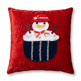 Christmas Snowman Decorative Cushion Red – 40×40cm