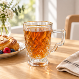 Textured Glass Mug with Gold-Coloured Rim – 250ml