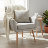 Woven Pattern Cushion Taupe Beige and Cream - 40cm