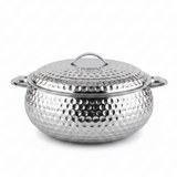 Pradeep Shahla Silver Stainless Steel Hotpot | Hammered Diamond-Texture Insulated Casserole Dish with Lid & Handles |