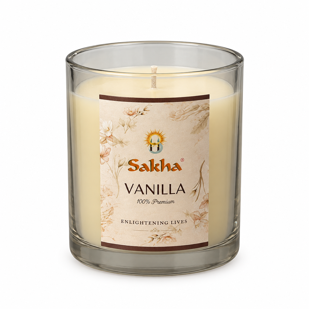 Sakha Vanilla Scented Candle in Glass Jar - 11×9cm