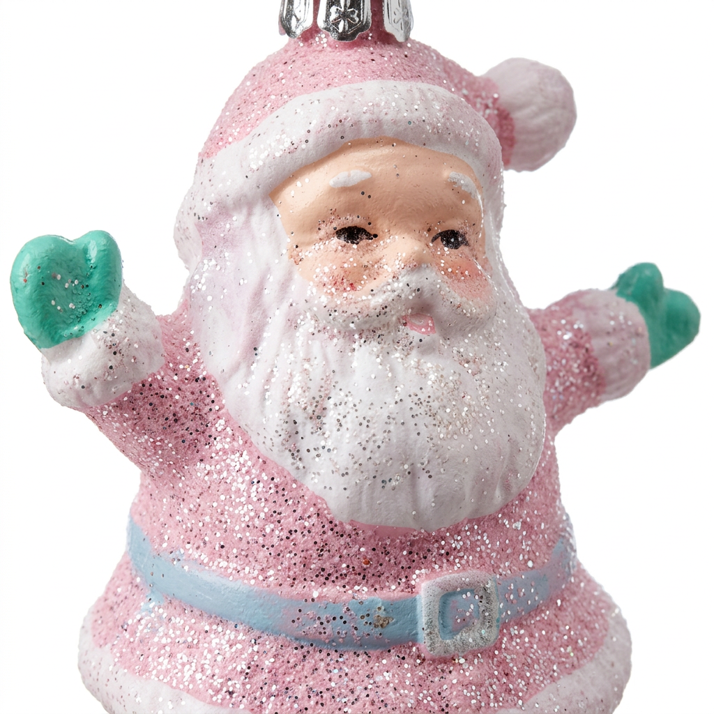 Santa Claus Plastic Christmas Hanging Decoration Pink – 10cm